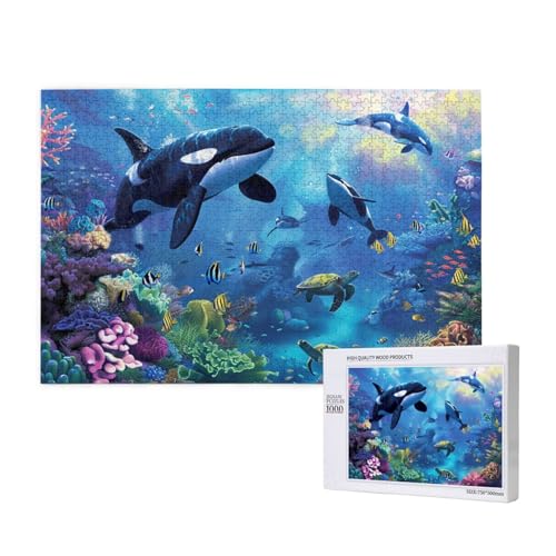 Wal Puzzle 1500 Teile Erwachsene, 5D DIY Koralle Puzzle Design für Erwachsene und Kinder ab 5 Jahren, HD Farbe Puzzel mit Geschenkbox Verpackung for Zimmer Deko Wohnzimmer, Geschenke für Frauen -100 von Wjffnzbz