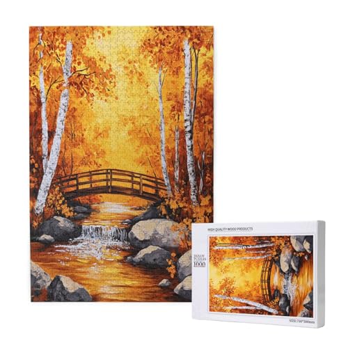 Wald Puzzle 1000 Teile Erwachsene, 5D DIY Fallen Puzzle Design für Erwachsene und Kinder ab 5 Jahren, HD Farbe Puzzel mit Geschenkbox Verpackung for Zimmer Deko Wohnzimmer, Geschenke für Frauen -6909 von Wjffnzbz