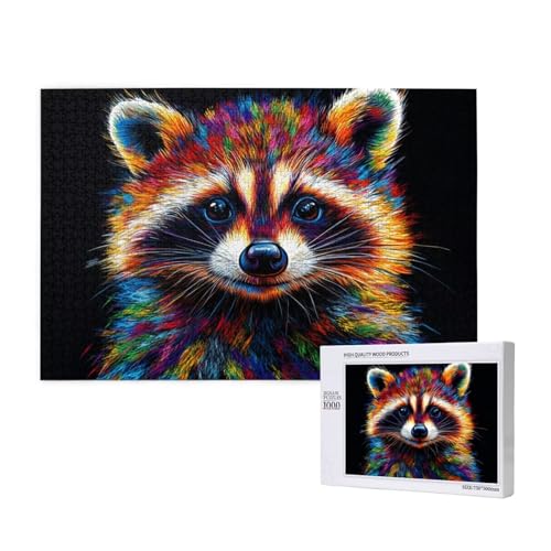 Waschbär Puzzle 1500 Teile Erwachsene, DIY Farbe Puzzle Design für Erwachsene und Kinder ab 5 Jahren, HD Farbe Puzzel mit Geschenkbox Verpackung for Zimmer Deko Wohnzimmer, Geschenke für Frauen -3260 von Wjffnzbz