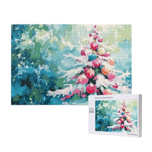 Weihnachtsbaum Puzzle 1000 Teile Erwachsene, DIY Abstrakt Puzzle Design für Erwachsene und Kinder ab 5 Jahren, Puzzel mit Geschenkbox Verpackung for Zimmer Deko Wohnzimmer, Geschenke für Frauen -1774 von Wjffnzbz