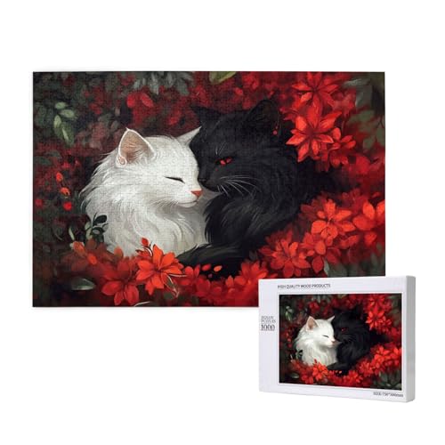 Weiß Puzzle 300 Teile Erwachsene, DIY Katze Puzzle Design für Erwachsene und Kinder ab 5 Jahren, HD Farbe Puzzel mit Geschenkbox Verpackung for Wand Zimmer Deko Wohnzimmer, Geschenke für Frauen -1437 von Wjffnzbz