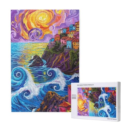 Wellen Puzzle 1000 Teile Erwachsene, Sternenhimmel Puzzle Design für Erwachsene und Kinder ab 5 Jahren, Farbe Puzzel mit Geschenkbox Verpackung for Zimmer Deko Wohnzimmer, Geschenke für Frauen -9694 von Wjffnzbz