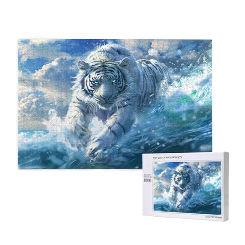 Wellen Puzzle 300 Teile Erwachsene, 5D DIY Tiger Puzzle Design für Erwachsene und Kinder ab 5 Jahren, HD Farbe Puzzel mit Geschenkbox Verpackung for Zimmer Deko Wohnzimmer, Geschenke für Frauen -787 von Wjffnzbz