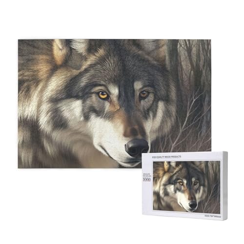 Wolf Puzzle 1000 Teile Erwachsene, DIY Tier Puzzle Design für Erwachsene und Kinder ab 5 Jahren, HD Farbe Puzzel mit Geschenkbox Verpackung for Wand Zimmer Deko Wohnzimmer, Geschenke für Frauen -1199 von Wjffnzbz