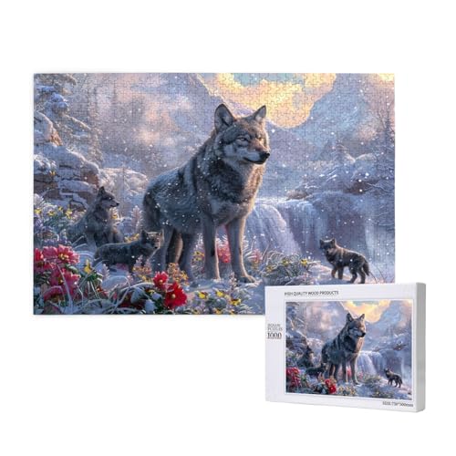 Wolf Puzzle 1500 Teile Erwachsene, 5D DIY Fallen Puzzle Design für Erwachsene und Kinder ab 5 Jahren, HD Farbe Puzzel mit Geschenkbox Verpackung for Zimmer Deko Wohnzimmer, Geschenke für Frauen -925 von Wjffnzbz