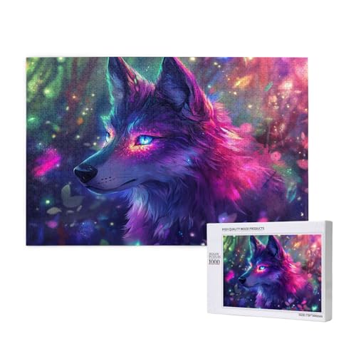 Wolf Puzzle 1500 Teile Erwachsene, 5D DIY Fantasie Puzzle Design für Erwachsene und Kinder ab 5 Jahren, HD Farbe Puzzel mit Geschenkbox Verpackung for Zimmer Deko Wohnzimmer, Geschenke für Frauen -580 von Wjffnzbz