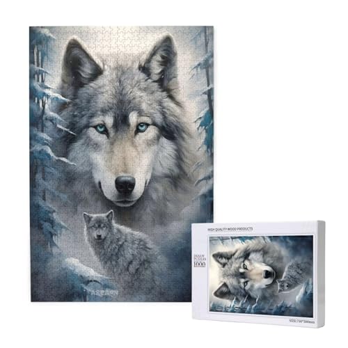 Wolf Puzzle 1500 Teile Erwachsene, DIY Baum Puzzle Design für Erwachsene und Kinder ab 5 Jahren, HD Farbe Puzzel mit Geschenkbox Verpackung for Wand Zimmer Deko Wohnzimmer, Geschenke für Frauen -5290 von Wjffnzbz