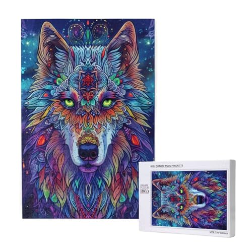 Wolf Puzzle 300 Teile Erwachsene, 5D DIY Abstrakt Puzzle Design für Erwachsene und Kinder ab 5 Jahren, HD Farbe Puzzel mit Geschenkbox Verpackung for Zimmer Deko Wohnzimmer, Geschenke für Frauen -8397 von Wjffnzbz