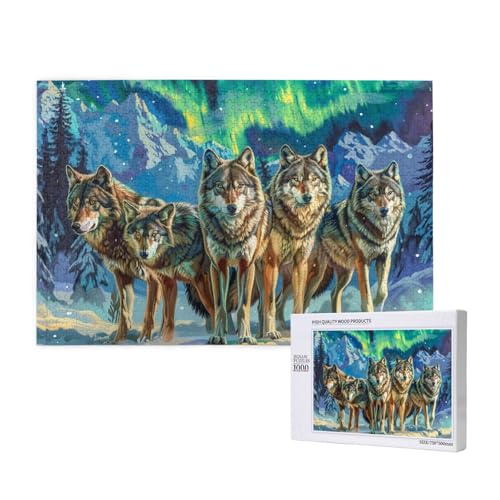 Wolf Puzzle 300 Teile Erwachsene, DIY Aurora Puzzle Design für Erwachsene und Kinder ab 5 Jahren, HD Farbe Puzzel mit Geschenkbox Verpackung for Wand Zimmer Deko Wohnzimmer, Geschenke für Frauen -882 von Wjffnzbz