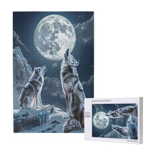 Wolf Puzzle 300 Teile Erwachsene, DIY Mond Puzzle Design für Erwachsene und Kinder ab 5 Jahren, HD Farbe Puzzel mit Geschenkbox Verpackung for Wand Zimmer Deko Wohnzimmer, Geschenke für Frauen -8472 von Wjffnzbz