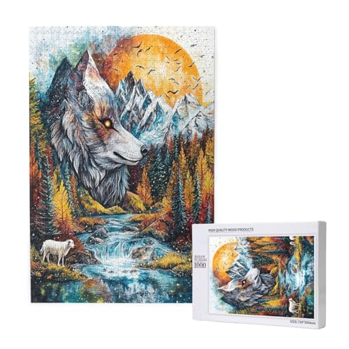 Wolf Puzzle 500 Teile Erwachsene, 5D DIY Abstrakt Puzzle Design für Erwachsene und Kinder ab 5 Jahren, HD Farbe Puzzel mit Geschenkbox Verpackung for Zimmer Deko Wohnzimmer, Geschenke für Frauen -5788 von Wjffnzbz