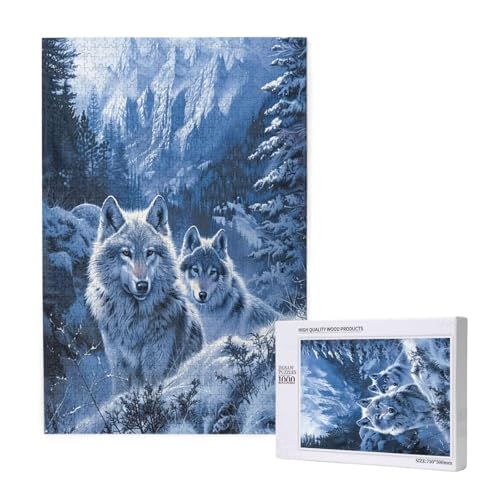 Wolf Puzzle 500 Teile Erwachsene, 5D DIY Gebirge Puzzle Design für Erwachsene und Kinder ab 5 Jahren, HD Farbe Puzzel mit Geschenkbox Verpackung for Zimmer Deko Wohnzimmer, Geschenke für Frauen -6283 von Wjffnzbz