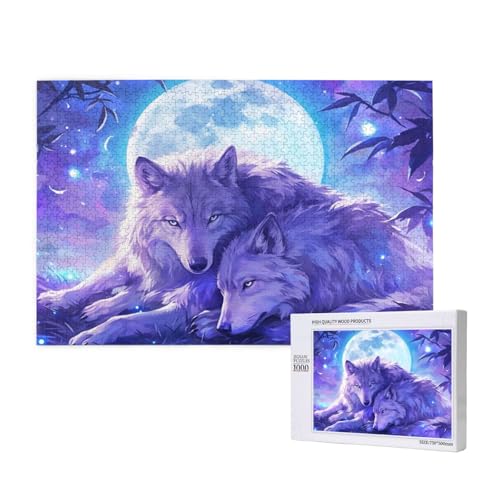 Wolf Puzzle 500 Teile Erwachsene, 5D DIY Mond Puzzle Design für Erwachsene und Kinder ab 5 Jahren, HD Farbe Puzzel mit Geschenkbox Verpackung for Wand Zimmer Deko Wohnzimmer, Geschenke für Frauen -693 von Wjffnzbz