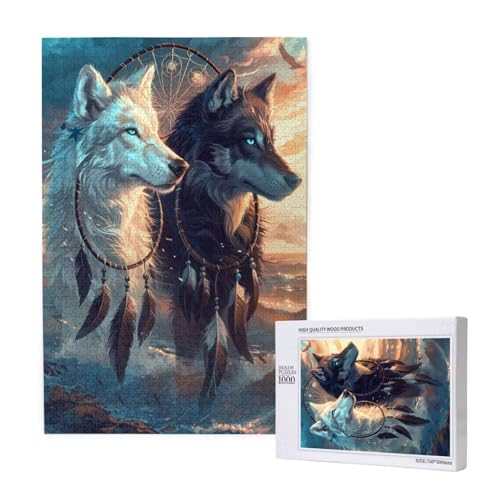 Wolf Puzzle 500 Teile Erwachsene, DIY Traumfänger Puzzle Design für Erwachsene und Kinder ab 5 Jahren, HD Farbe Puzzel mit Geschenkbox Verpackung for Zimmer Deko Wohnzimmer, Geschenke für Frauen -9063 von Wjffnzbz