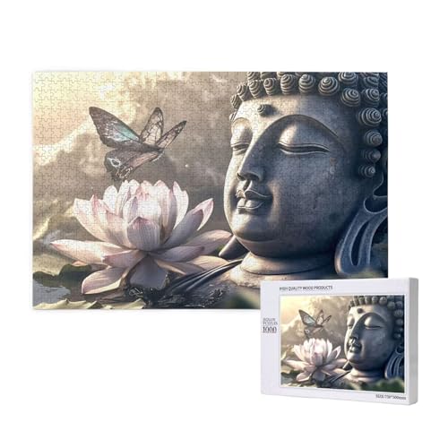 Zen Puzzle 1000 Teile Erwachsene, Schmetterling Puzzle Design für Erwachsene und Kinder ab 5 Jahren, HD Farbe Puzzel mit Geschenkbox Verpackung for Zimmer Deko Wohnzimmer, Geschenke für Frauen -734 von Wjffnzbz