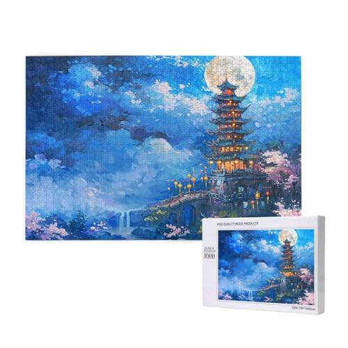 altes Gebäude Puzzle 1000 Teile Erwachsene, Mond Puzzle Design für Erwachsene und Kinder ab 5 Jahren, HD Farbe Puzzel mit Geschenkbox Verpackung for Zimmer Deko Wohnzimmer, Geschenke für Frauen -4534 von Wjffnzbz