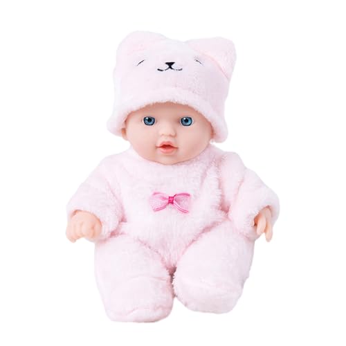 Wjsdsg 8-Zoll Baby Mädchen Puppen Lebensechte Reborns Spielzeug Geburtstagsgeschenk Realistische Und Sanft Berührende Säuglingspuppe Mit Plüschbär Overall von Wjsdsg