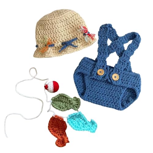 Wjsdsg Baby Fotografie Kostüm Outfit Kleidung Strickmütze Und Strampler Kleidungsset Fotografie Requisiten Für Kleinkinder von Wjsdsg