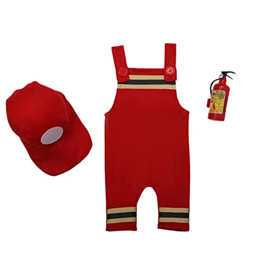 Wjsdsg Baby Fotografie Requisiten Feuerwehrmann Kostüm Uniform & Overall Foto Outfit Neugeborene Foto Kleidung Kleinkind Fotoshooting Anzug von Wjsdsg