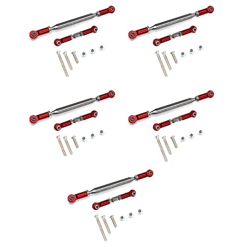 Wlauqueta 5 x Richtungsglieder aus Metall, Servo-Link, Haken, Biellette für MN D90 D99 MN-90-45 1/12, Rot von Wlauqueta