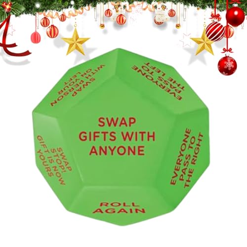 Wlikmjg 2 Stück Santa Swap Gi Ft Exchange Würfel, 2025 Neues Weihnachts-Würfelspiel, 12 Verschiedene Seiten – 7,6 X 7,6 X 7,6 Cm Hochdichtes,lebensmittelechtes Pu-Material,Weihnachts-Gruppenpartyspiel von Wlikmjg