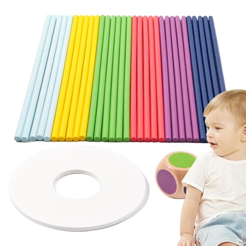 Wlikmjg Balance-Stick-Spiel, Holzstab-Spielzeug für Kleinkinder, Farbkognitions-Balance-Sticks-Set, Familiensammelstäbchen, Spielzeug für und Mädchen, Lehrmittel, Denksportaufgaben, Denkspiel von Wlikmjg