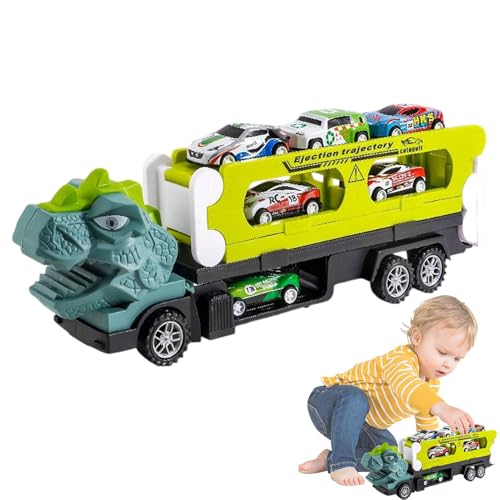 Wlikmjg Dinosaurier-Autobahn, Dinosaurier-Transport-LKW | Dino-Figuren Trägerträger | Dinosaurier-Spielzeug, Dinosaurier-LKW mit 6 Autos, für Kleinkinder ab 3 Jahren von Wlikmjg