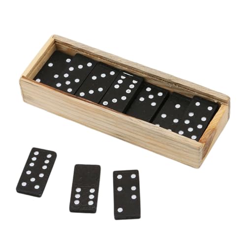 Wlikmjg Domino-Set für Erwachsene | Schwarze Dominosteine ​​mit Tragetasche,Double Six Standard Dominos Set 28 Kacheln Frühe Lernspiele für Kinder und Erwachsene von Wlikmjg