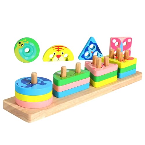 Wlikmjg Form passendes Spiel für Kinder, Holzform -Rätsel für Kinder - Hölzerne Tierthema -Form -Matching -Spielzeug,Geometrisches Brettspiel, pädagogisches Lernpuzzle, Feinmotorik -Fähigkeiten zum von Wlikmjg