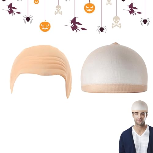 Wlikmjg Halloween Glatze Kopfbedeckung,Halloween Glatze Haut Haarbedeckung | Mönchskostüm Glatze Kopfbedeckung | Halloween-Spukhaus-Kahlheits-Requisiten für Halloween, Cosplay, Bühnenauftritt, von Wlikmjg