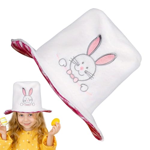 Wlikmjg Hasen-Zylinder,Zylinder mit Hase - Ostern Zylinder Hase Samt Partyhut,Dress Up Kaninchen-Kostüm, Kopfbedeckung, lustiger Kostümhut für Urlaub und Cosplay von Wlikmjg