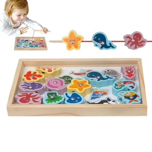 Wlikmjg Magnetisches Angelspiel für - Vorschule Lernspielzeug | Magnetische Angelspiele mit lebhaften Fischen, Angelspiel für Kleinkinder, Ostergeburtstagsgeschenk von Wlikmjg