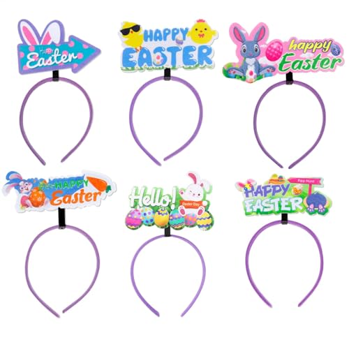 Wlikmjg Ostern-Stirnbänder für Kinder, Eier-Stirnband,6X Hasenohren Haarschmuck für Feiertage | Osterkostümzubehör, Haarschmuck, Stirnbänder für Partygeschenke, Verkleidungen für den Geburtstag von Wlikmjg