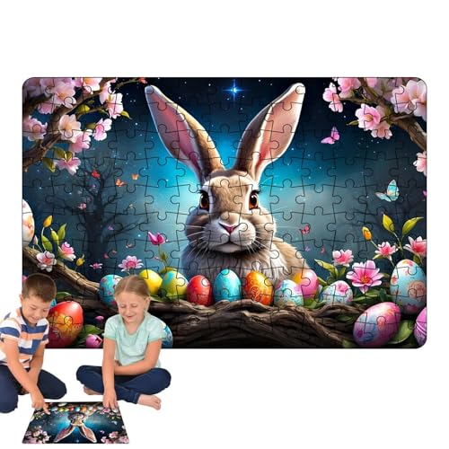 Wlikmjg Osterrätsel für Kinder, Ostereier-Puzzle - Kunst-Osterpuzzle für die Familie | Buntes Bastelpuzzle für Heimdekoration, Osterhasen-Eier-Puzzle von Wlikmjg