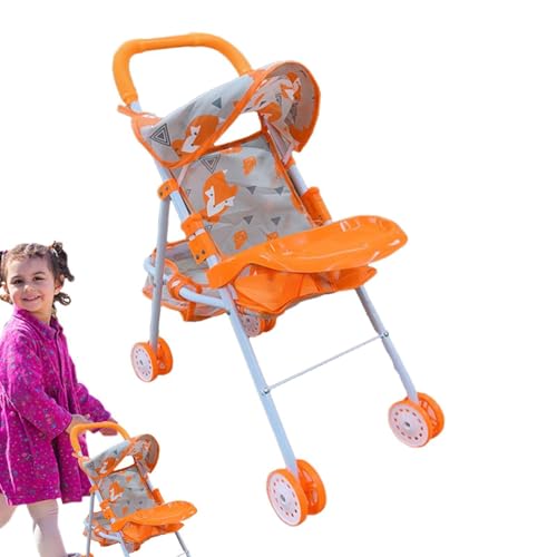 Wlikmjg Puppenwagen für Kinder,Kreativer Kinder-Puppenwagen, Spielzeug-Kinderwagen für Puppen - Spielzeug-Kinderwagen für Mädchen für den Innen- und Außenbereich, Puppenzubehör für Kinder und Mädchen von Wlikmjg