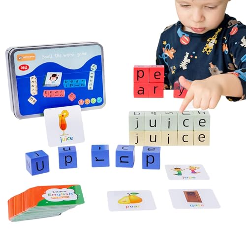 Wlikmjg Rechtschreibspiele für Kinder, Rechtschreib-Wortspiele,Alphabet Blocks Blocks Rechtschreibspiel - Kreatives -Lernspielzeug, lustiges tragbares Puzzle für die Früherziehung für Vorschule, von Wlikmjg