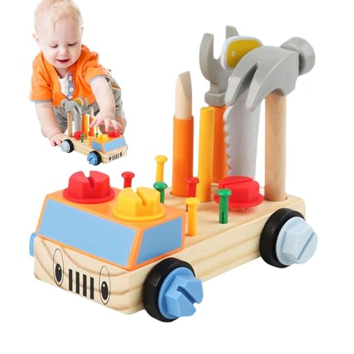 Wlikmjg Schraubenmontage Kinderspielzeug,BAU-Rollenspielspielzeug - -Spielzeug-Werkzeug-Set,Kinder-Werkzeugset aus Holz, Rollenspiel-Werkzeugset, langlebige Bauwerkzeuge für Kleinkinder im von Wlikmjg