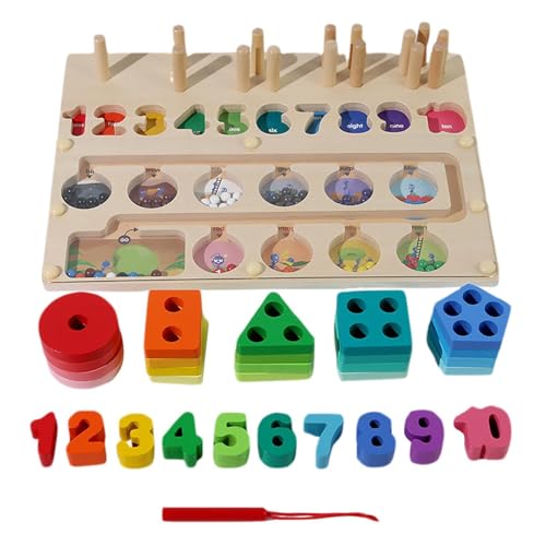 Wlikmjg Sortierspielzeug für Kleinkinder, Magnetisches Zähllabyrinth,Interaktives Zähl- und passendes Spielzeug, Magnet-Labyrinth-Brettspiel - Puzzle-Aktivitätsbrett aus Holz für Feinmotorikspielzeug von Wlikmjg