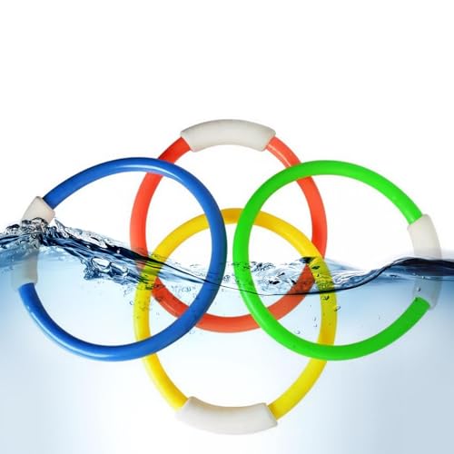 Wlikmjg Tauchringe, Poolringe - 4X Tauchbecken Bunte Schwimmringe - Unterwasser-Trainingsgerät, tragbare Wasserringe, Schwimmbad-Tauchring für Schwimmtrainingsspaß von Wlikmjg