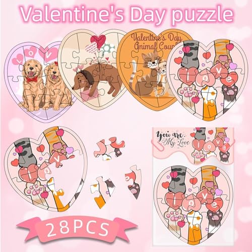 Wlikmjg Valentinstag-Puzzlespielzeug für Kinder, Valentinstag-Puzzle für Kinder - Puzzle-Spielzeug für Kinder, Herzform-Puzzle - Austauschspiele Frühpädagogisches Papierpuzzle für Liebesbriefe, von Wlikmjg