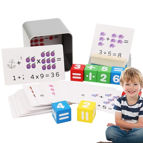 Wlikmjg Zahlenzählkarten,Lernkarten - Mathe-Rechenspiel | Lernkarten zum Zahlenlernen, Tierkarten für Kleinkinder, passende Buchstabenkarten, multifunktionales Set, Bunte Holzklötze von Wlikmjg