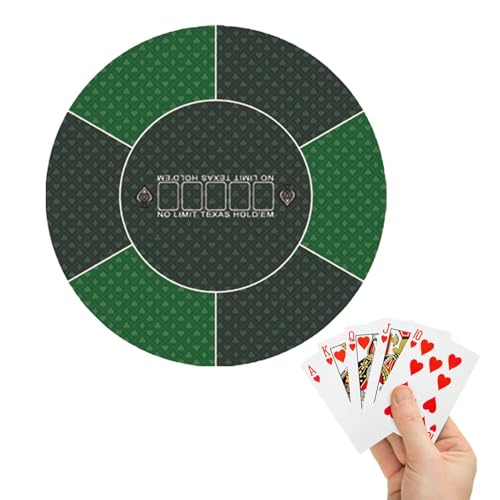 Wlikmjg rutschfeste Poker-Tischmatte - 23 x 23 Zoll Pokermatte, 6 Spieler rund Texas Hold'em Poker Gummimatte | Tragbare Poker-Tischplatte, wasserdichte, Faltbare, grüne, Glatte Abdeckung für von Wlikmjg