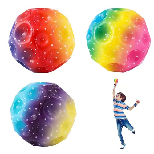 Wnddle Space Ball, 3 Stück Moon Ball, Bounce Ball Hohe Springender Gummiball, Super High Bouncing Bounciest Lightweight Foam Ball, Easy to Grip and Catcher Sport Training Ball. von Wnddle