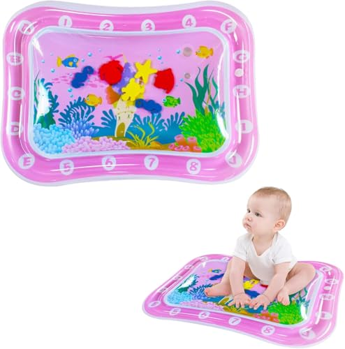 Wassermatte, Wasserspielmatte 66 x 50 cm, Spielzeug Geschenk ab 3 6 9 Monate, Aufblasbare Bauchzeit Matte,Wasser Spielmatte, Wassergefüllte Spielmatte (Rose) von WoRuyKot