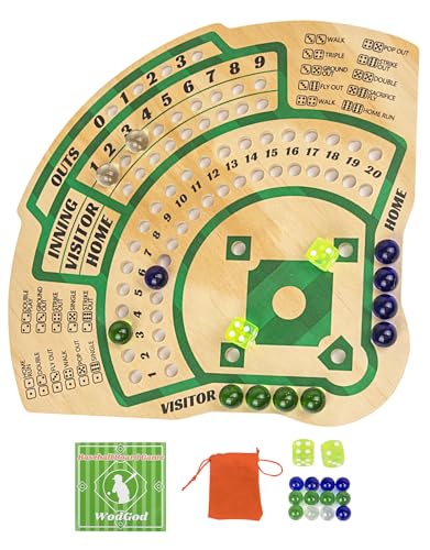 Baseball-Brettspiel, Baseball-Würfel-Brettspiel, Massivholz, 12 bunte Perlen und Würfel, Anleitung im Lieferumfang enthalten, tragbar, perfekt für Zuhause, Familienabend und Roadtrip (Sektor) von WodGod