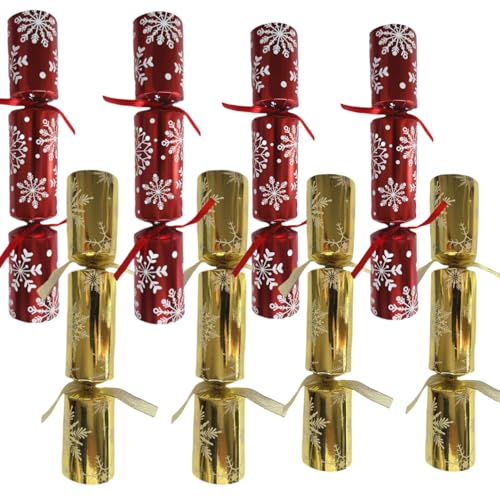 Wogueish 8 Pcs Weihnachten No-snap Party Tisch Favors, Golden Red Weihnachten Themed Holiday Supplies mit Party Hut, kleines Geschenk im Inneren für Kinder Erwachsene Weihnachten Geschenk von Wogueish