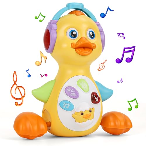 WolinTek Baby Musikspielzeug, Kleine Gelbe Ente Babyspielzeug ab 6 8 10 Monate, Krabbelspielzeug Baby für Mädchen Junge, mit Musik und Lichte, Lernspielzeug, Sinnvolle Geschenke füR 1 JäHrige von WolinTek