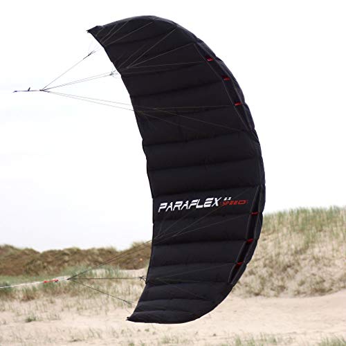 Wolkenstürmer® Paraflex Speed 2.5 (schwarz) – Speed Kite, Powerkite, Zweileiner Lenkmatte - Flugfertig mit Silikon-Dyneemaleinen + Handschlaufen von Wolkenstürmer