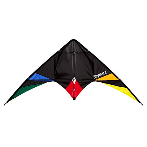 Wolkenstürmer® Skydart Lenkdrachen (Schwarz) - Flugdrachen mit 2x25m Polyesterleinen und Handschlaufen – Kite für Einsteiger und Fortgeschrittene von Wolkenstürmer