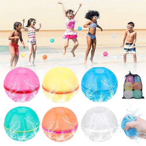 6 Wasserbomben Wiederverwendbar, Selbstdichtende Und Schnell Füllende Magnetische Wasserball, Kinder- Und Erwachsenenschwimmbadspielzeug, Mit Aufbewahrungsnetztaschen, Outdoor-Party-Schwimmbadstrand von Woltoy